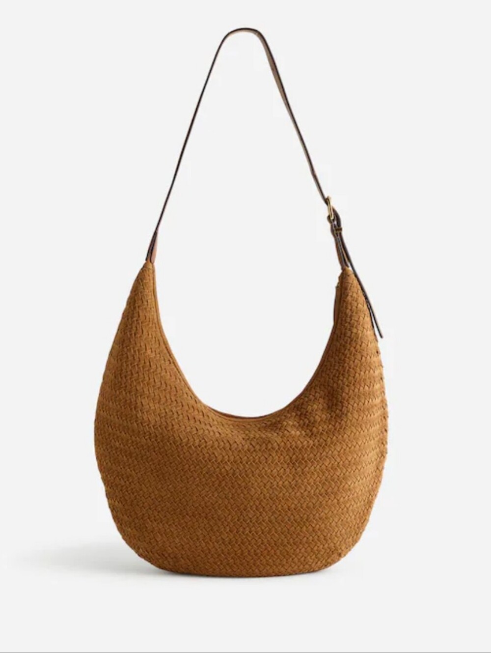 J Crew The Essential Curve Shoulder Bag NV752 Woven Suede